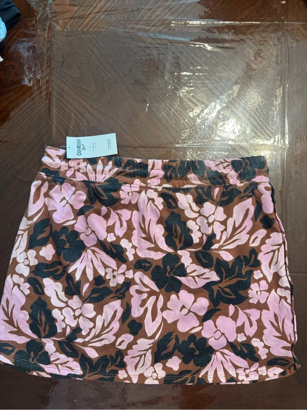 OshKosh B'gosh Pink, Brown & Black Floral Skirt